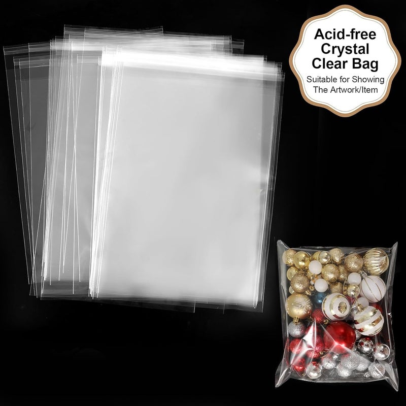Phiocxem 100 Pack Acid-Free Crystal Clear Sleeves Storage Bags for 8x10 Art Prints/Framing Mat Mattes/Photos/Pictures, OPP Sleeves Storage Bags(Bag Size: 8 4/15"/21cmX 11"/28cm) - Image 4